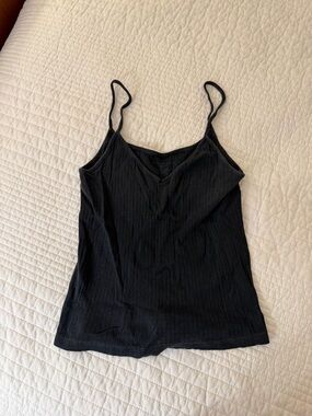 John Gault - Grey Ribbed V-Neck Spaghetti Strap Tank Top